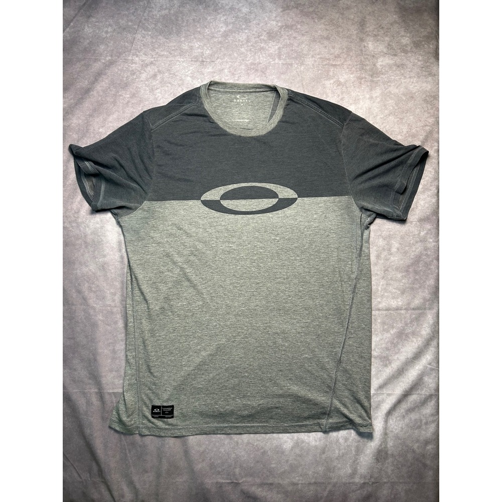 Oakley Mens T-Shirt XL Grey Color Block O-Hydrolix 75 Graphic Performance Tee